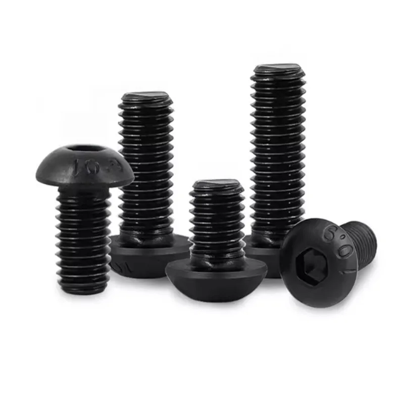 10pcs 0#-80 2#-56 4#-40 6# 8# 10# Unc American Standard Grade 10.9 Black Hexagon Socket Round Head Screw Mushroom Head Hex Bolts