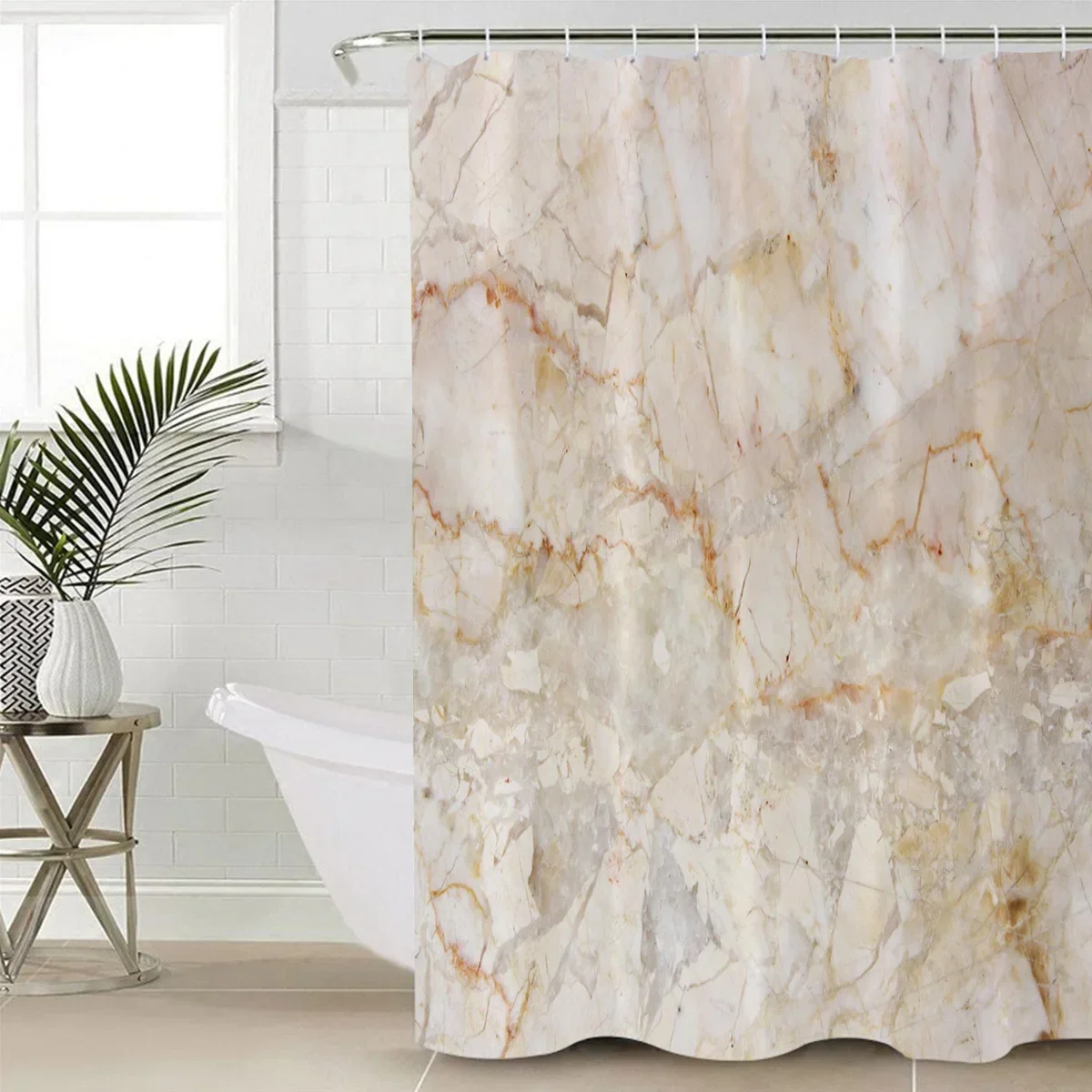 Marble Golden Yellow Shower Curtain Waterproof Polyester Fabric Bath Curtains with Hooks Bathroom Accessorie Decor Cortina