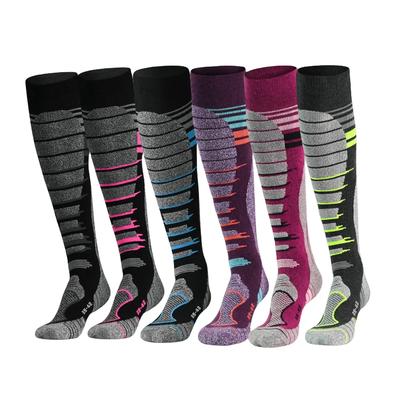 ميرينو الصوف التزلج الجوارب الطقس البارد الجوارب للرجال النساء على الجليد الثلوج الصيد الشتاء الحرارية الركبة عالية الجوارب الدافئة