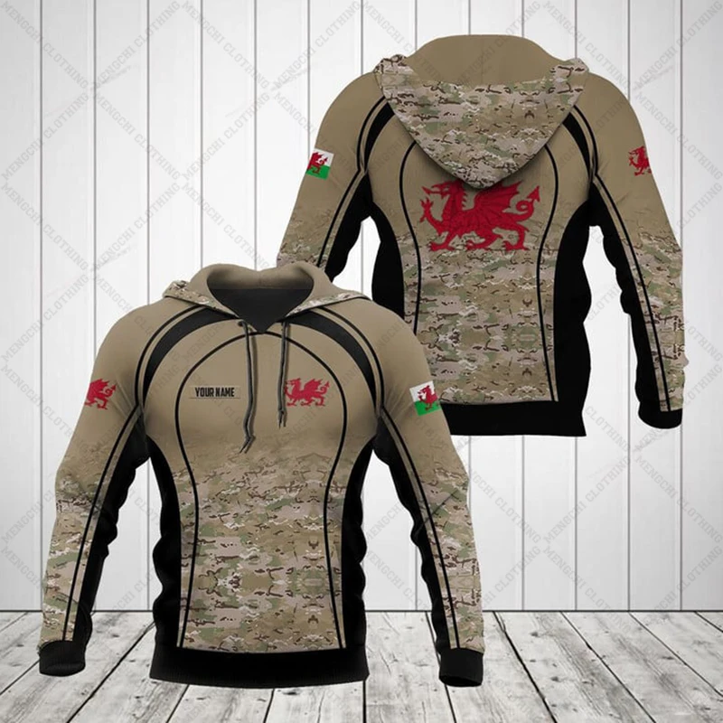 

Customized Wales Emblem Camouflage Hoodies For Male Loose Men's Fashion Sweatshirts Boy Casual Clothing Oversized Streetwear