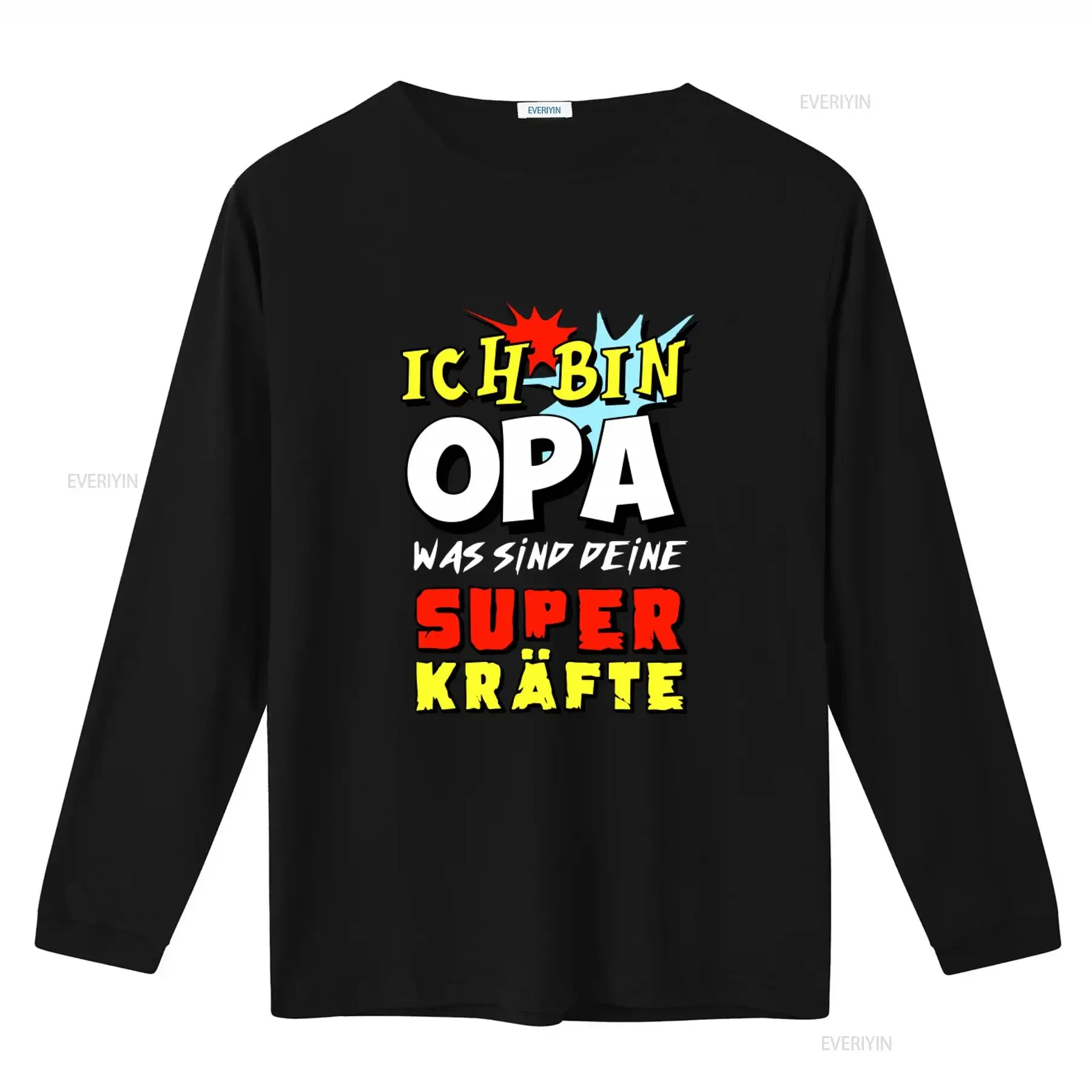 Ich Bin Opa Was Sind Deine Superkräfte Print Men's T Shirt vintage Washed streetwear Slightly Casual Stretched homme graphic