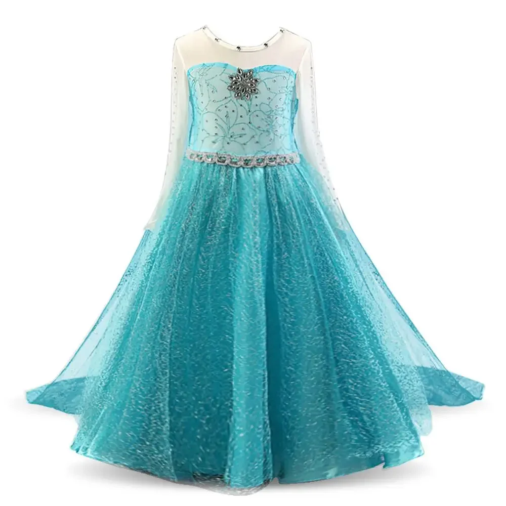 Girls Elsa Dress Snow White Belle Princess Dress Up Kids Halloween Clothes Elegant Christmas Party Dresses Gown New Elsa 2 Dress