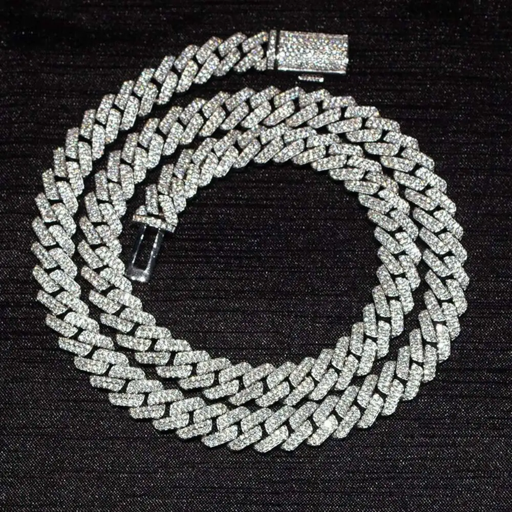 

Custom Fine Jewelry Cuban Necklace 15mm Vvs Diamond Moissanite Cuban Link Chain