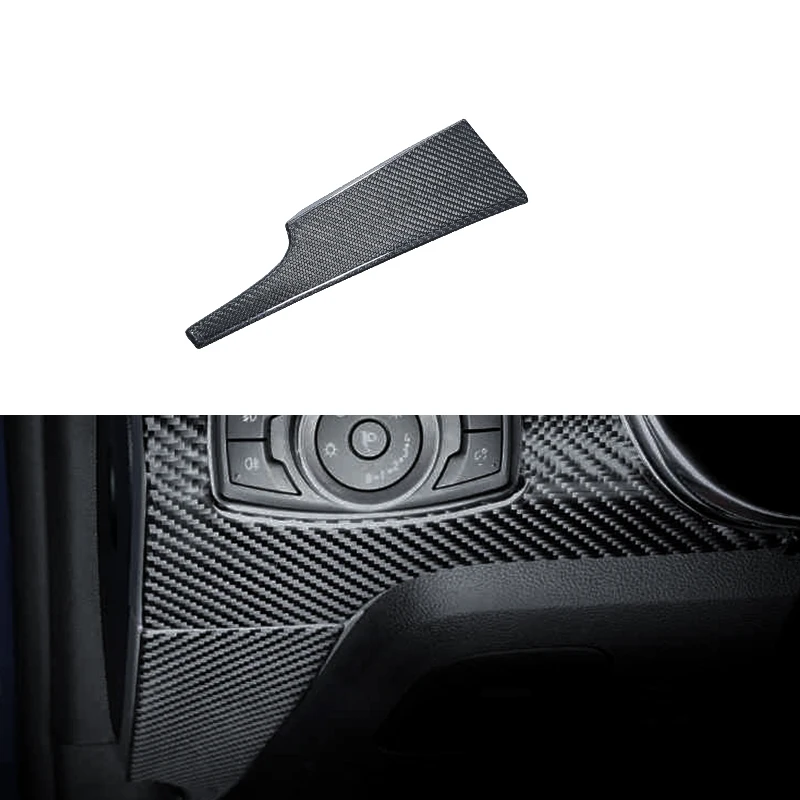 4PCS Real Dry Carbon Fiber Interior Dashboard Cover 3 Holes Dash Kits For Ford Mustang 2015-2023