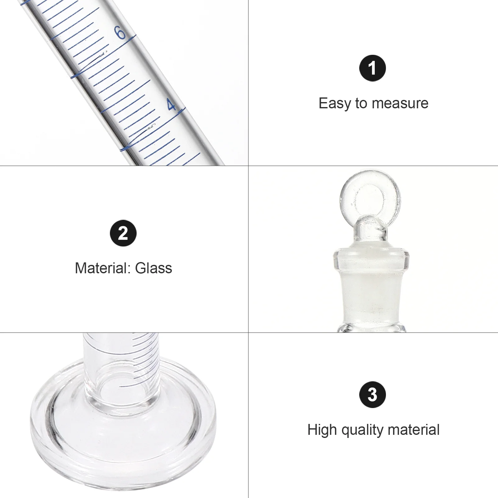 

1Pcs 10ml Thickened Glass Measuring Cylinder Stopper Clear Scale Heat Resistant Laboratory Supplies Science Experiments