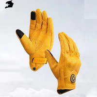Guantes amarillos nuevos para motocicleta, guantes de carreras transpirables, guantes de cuero perforado para Motocross, guantes protegidos para motociclista para hombres y mujeres