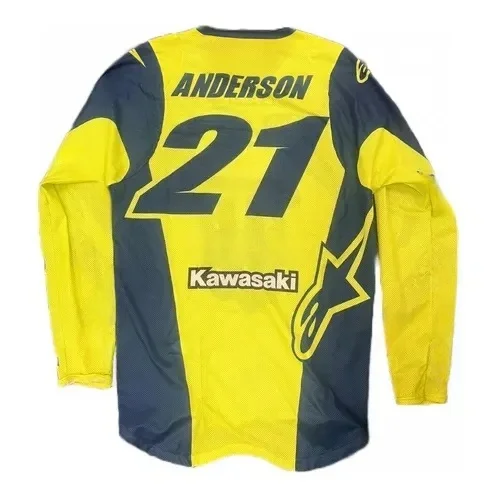 

2026 Hot Summer Autumn Motocross Kawasaki #21 Anderson Replica Jersey Men Women's Oversized Breathable Quick Drying Long Sleeve