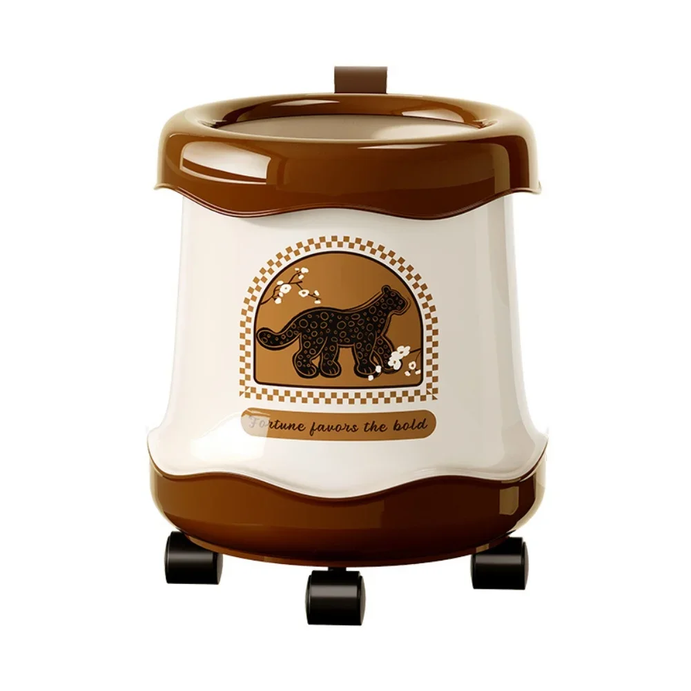 Retro Trash Can with Lid for Household and Commercial Environments Including Living Room Restaurant or Office with 12L Volume