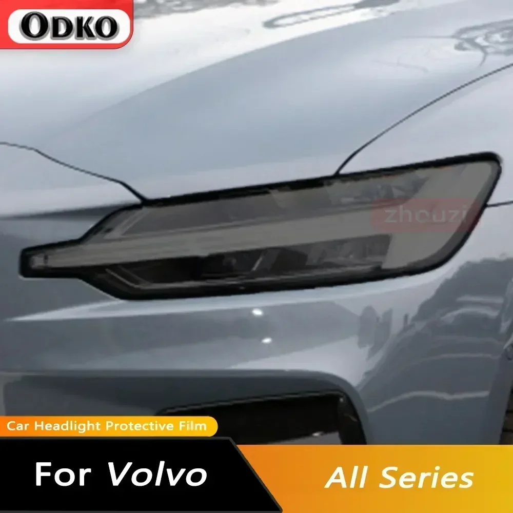 2pcs For Volvo XC60 XC90 XC40 V90 V60 S60 S90 Accessories TPU Special Car Headlight Headlamp Protective Smoke Black Film Sticker