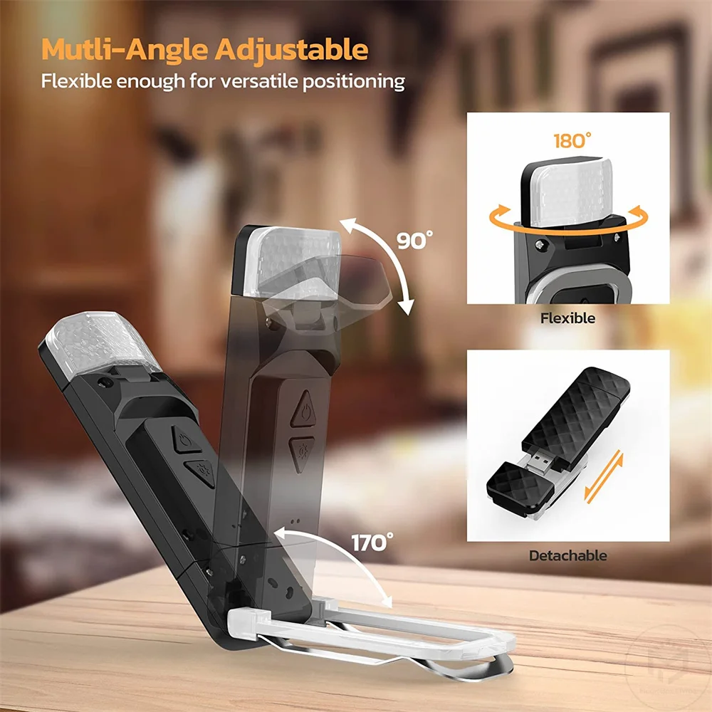 Mini luz Led recargable por USB, marcador portátil, luz de lectura, brillo ajustable, luz nocturna, lámpara de noche para libros