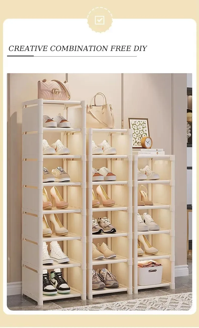 Stapelbarer Schuhregal-Organizer aus Vliesstoff, platzsparend, Aufbewahrung im Eingangsbereich/Schrank/Unterbett, Heimorganisation, einfache Montage – Detail 6