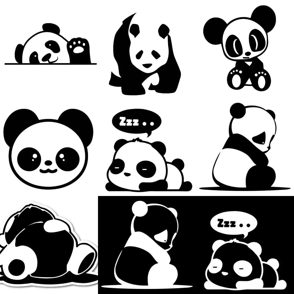Cute Panda Creative PVC Stickers Accessories for Decorate Car Wall Room Bicycle Table Fridge Helmet Camper Bumper Window Decal