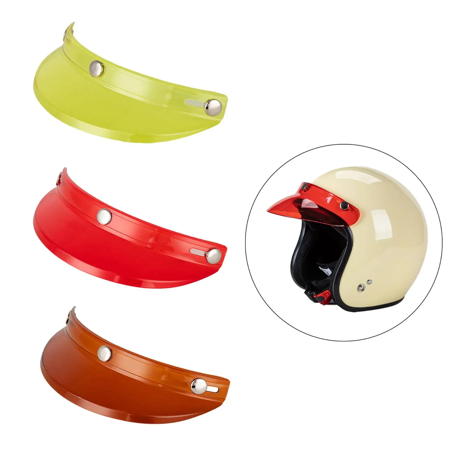 

Motorcycle Helmet Visor Peak Fashion Vintage Visor Peak for Half Helmets Helmets with 3 Buttons 3/4 Helmets Direct Replaces