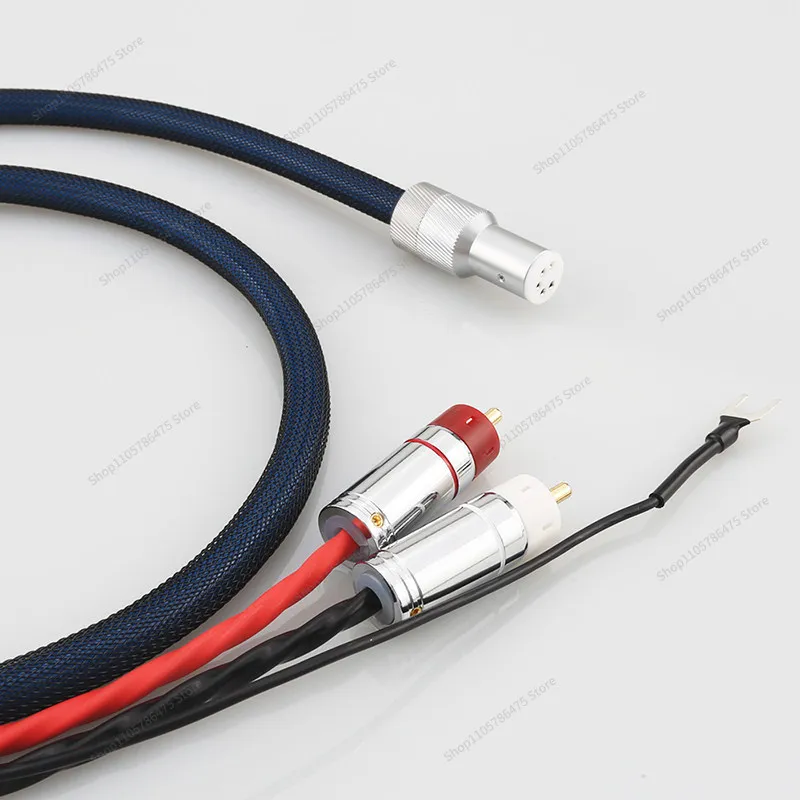 for Fever LP vinyl record player record arm signal cable silver-plated shielded  five-pin plug to double lotus RCA audio cable
