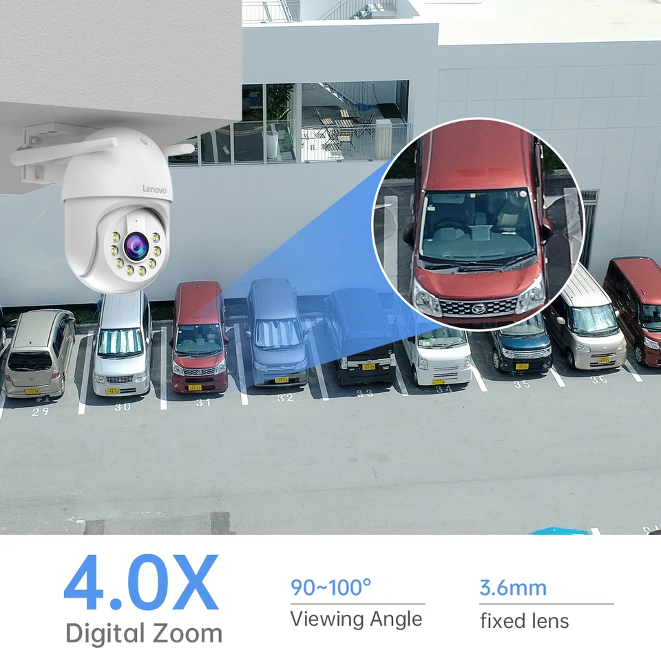 Lenovo 5MP Smart Wifi PTZ Camera Outdoor 5x Digital Zoom Auto
