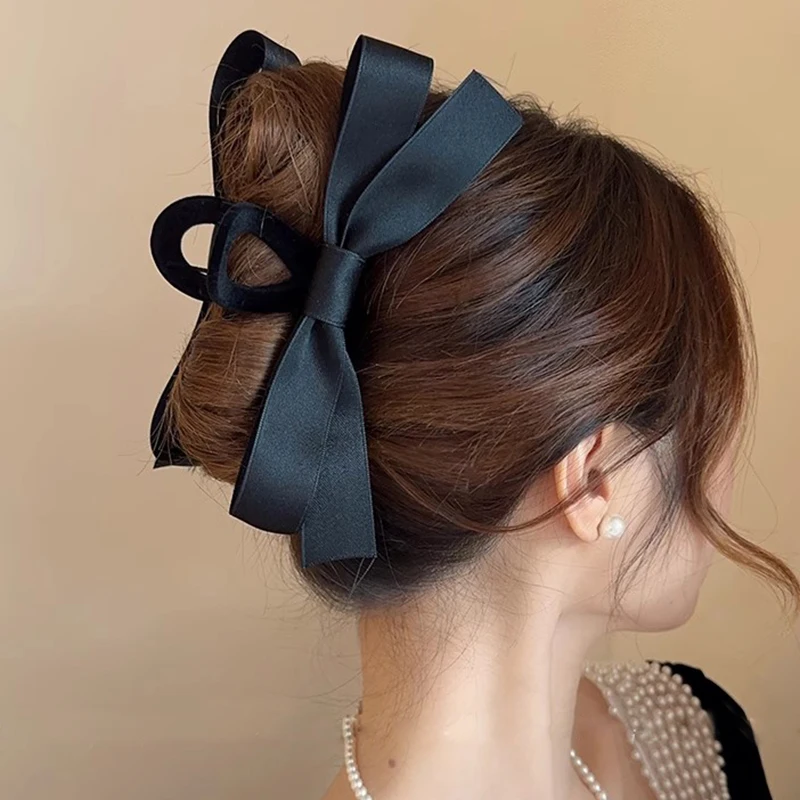 3styles Black Double-sided Bow Grab Clip Hair Claw Hairpin Hair Back Head Shark Headwear Fashion Jewelry Accessories Party Gifts