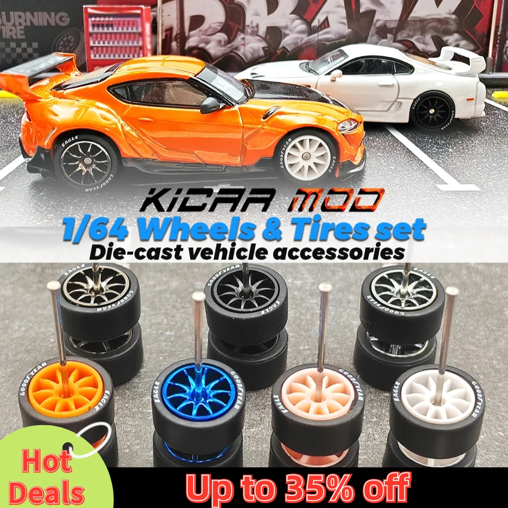 1/64 Wheels with Rubber Tires CE28 Refitting Parts for Diecast Model Car Hot Wheels Matchbox Tomica D:11mm 1 Set