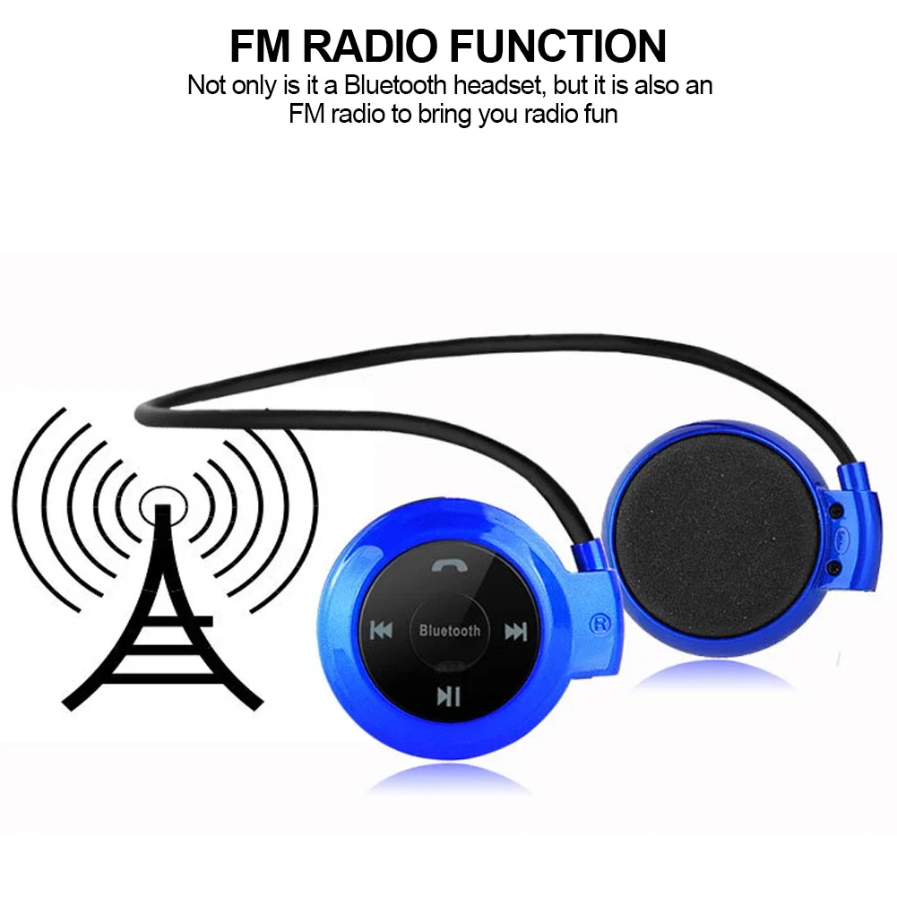 Mini Fones de ouvido compatíveis com Bluetooth sem fio, fones de ouvido dobráveis, TF, CD Card, inserir rádio, estéreo esportivo, gancho mãos livres