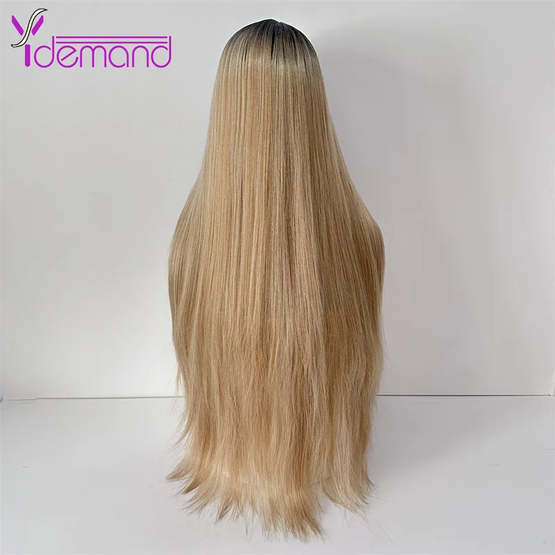 Y Demand Synthetic Wig Long Straight Ombre Blonde Wigs For Black / White Woman Daily Party Use Wig