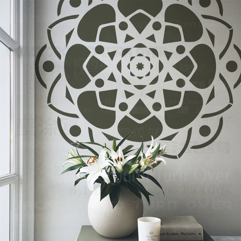 

80cm - 120cm Stencil For Painting Decor Wall Decorative Putty Template To Paint Brick Huge Giant Mandala Round Flower Lotus S267