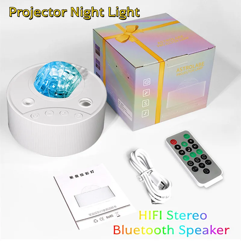 

Projector Night Light Bluetooth Speaker HIFI Stereo LED Audios Stars Ambient Lights Child Gifts Projector Lamp for Bedroom Decor