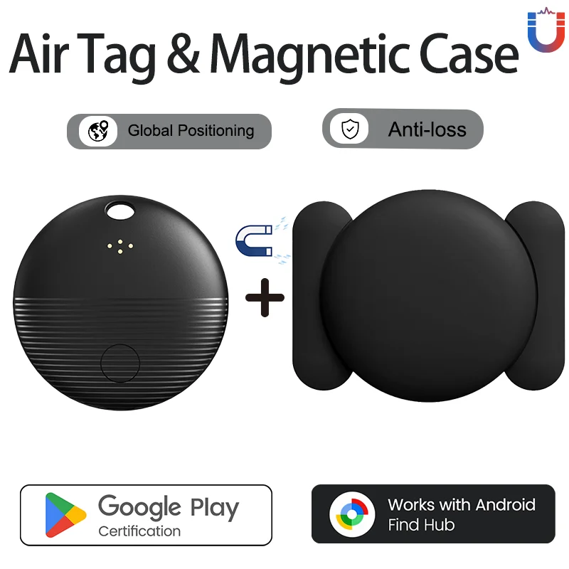 Android AirTag mit Magnetgehäuse, Ortungsgerät für Auto, Fahrrad, Motorrad, Anti-Verlust-Mini-GPS-Tracker mit Schutzhülle