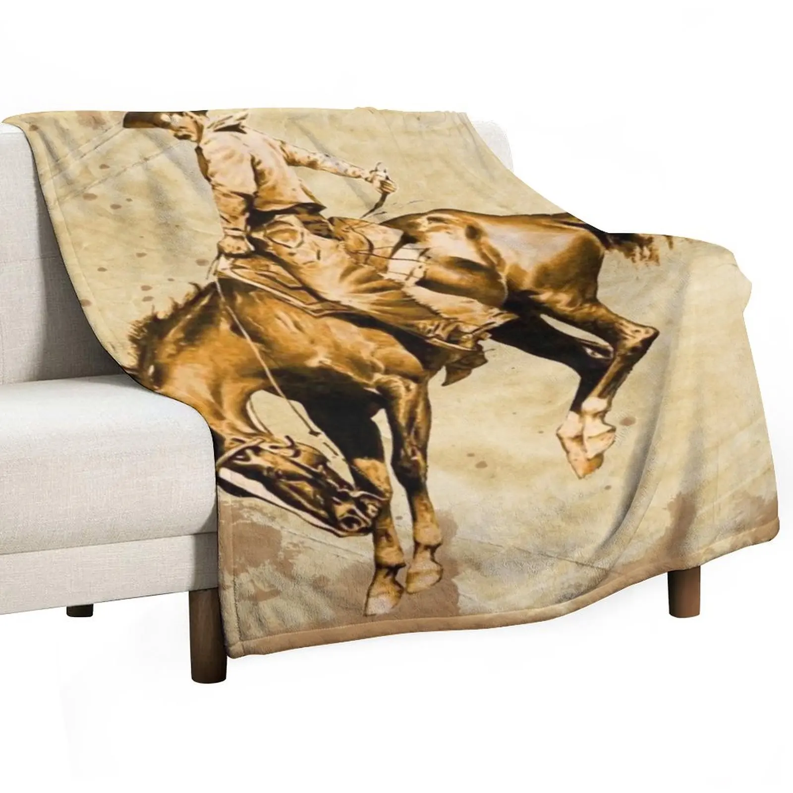 Western Vintage Cowboy Bronc Rider Throw Blanket Thin Giant Sofa Kid'S wednesday Blankets