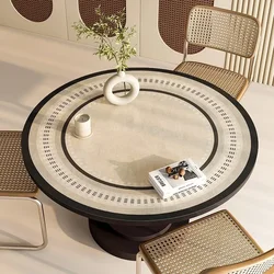 Round PVC Tablecloth Leather Waterproof Oil-proof Dining Table Mat Japanese Minimalist Style Home Decoration Tablecloths 식탁보