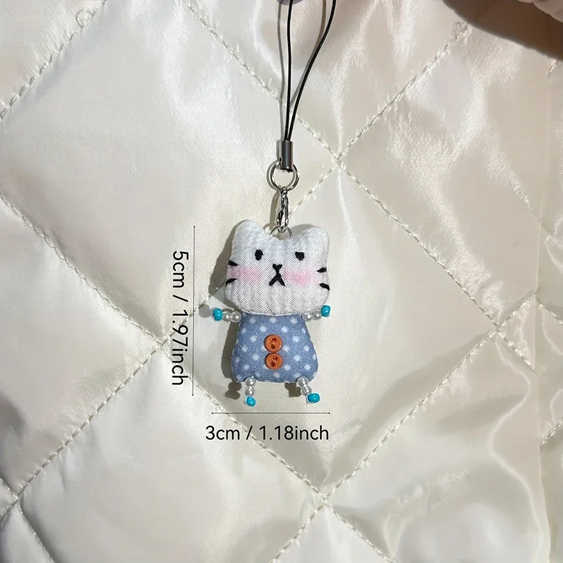 Niedlicher Frosch-Schwein-Katzen-Anhänger-Schlüsselanhänger für Frauen, schlichtes Design, Telefonkordel, Kette, hübscher Tier-Taschen-Auto-Schlüsselanhänger für junge Mädchen – Detail 5