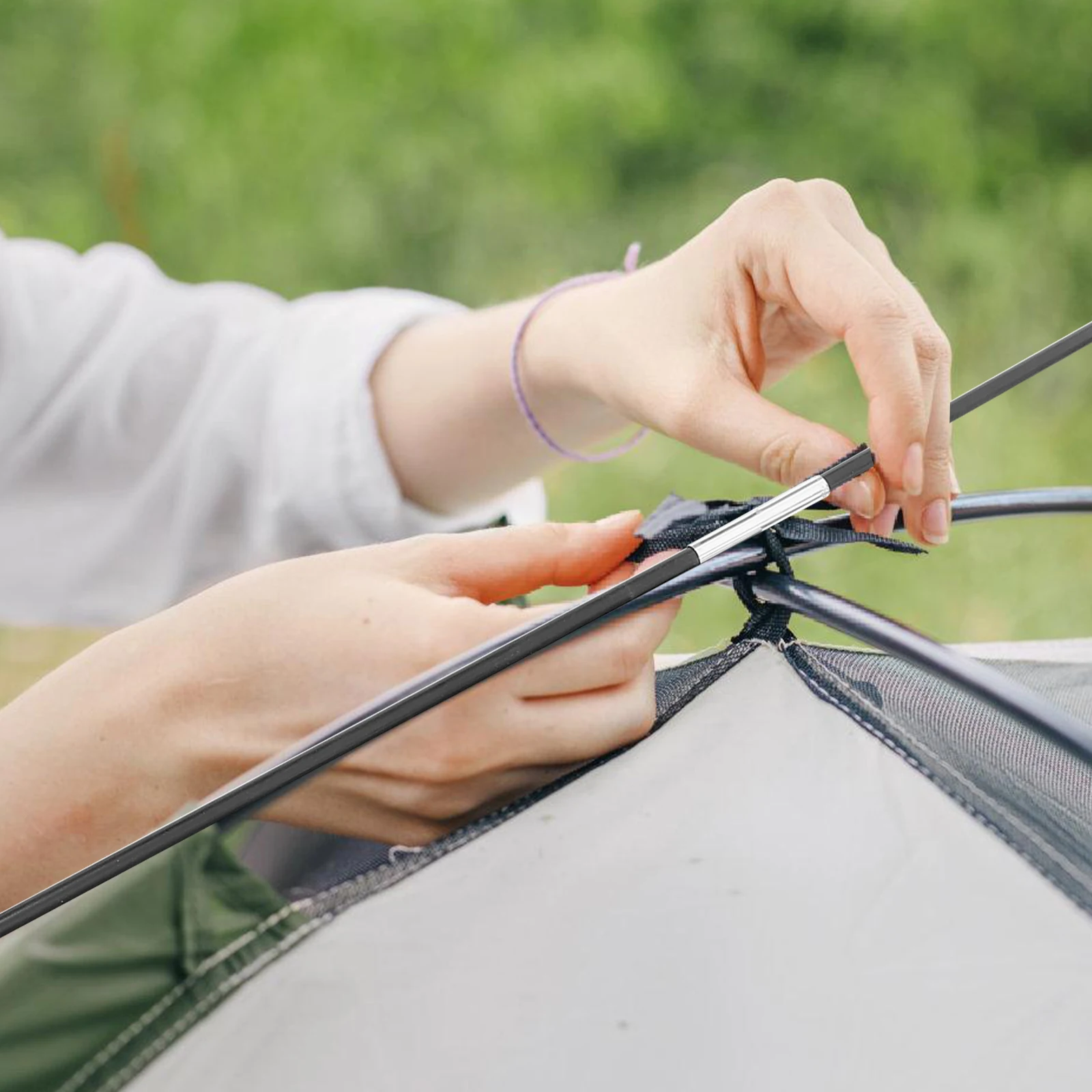 

2Pcs Camping Tent Poles Fiberglass Carbon Fiber Folding Replacement Rod Kit Outdoor Tent Support Pole for Travel