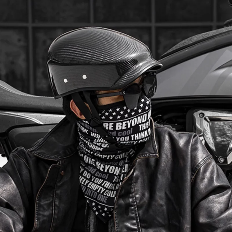 

Carbon Fiber Half Face Helmet DOT Ultra Lightweight 500g Motorcycle Cap Glossy and Matte BlackHigh Impact Protection Design
