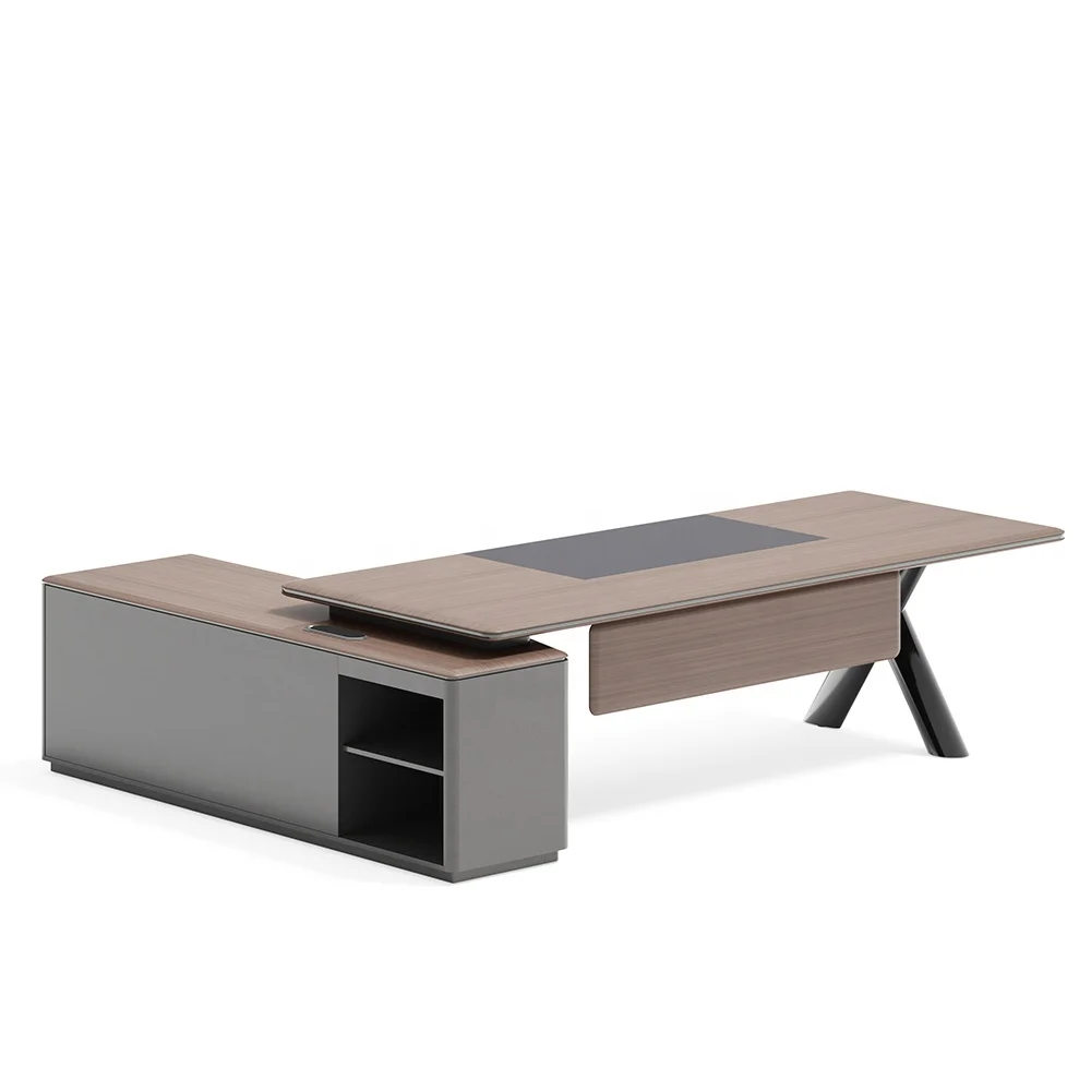 Luxury Modern PVC Laminate Executive Office Desk With Cabinet High Quality Wooden Working Table Office Furniture Modular Design
