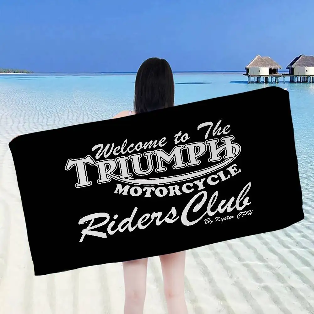 T-Triumphs Logo Beach Towel Colorful Bath Towels for Girl Microfiber Quick Dry Custom Sand Free Beach Yoga Spa Gym Pool
