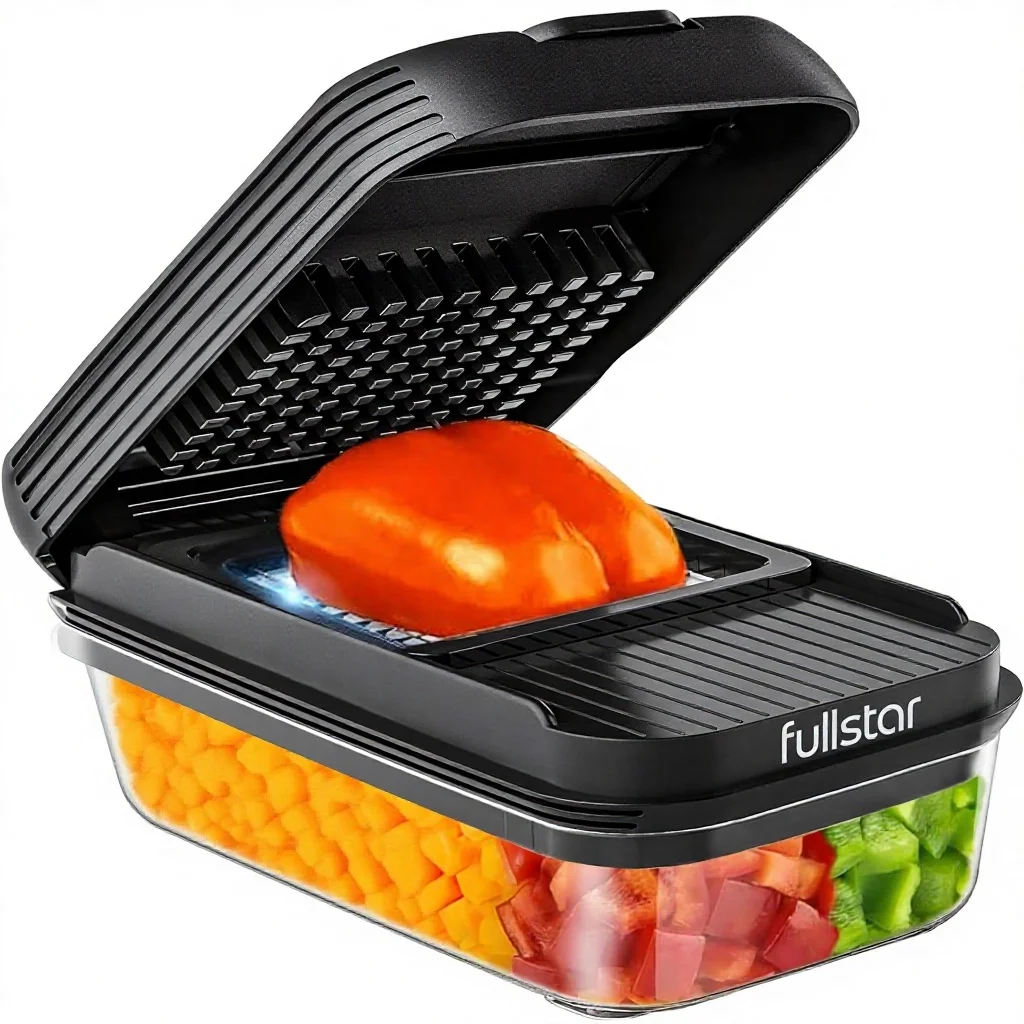 

For Daily Vegetable Chopper Mandoline Slicer with Interchangeable Blades Manual Operation Dishwasher Safe (2-in-1 Black)