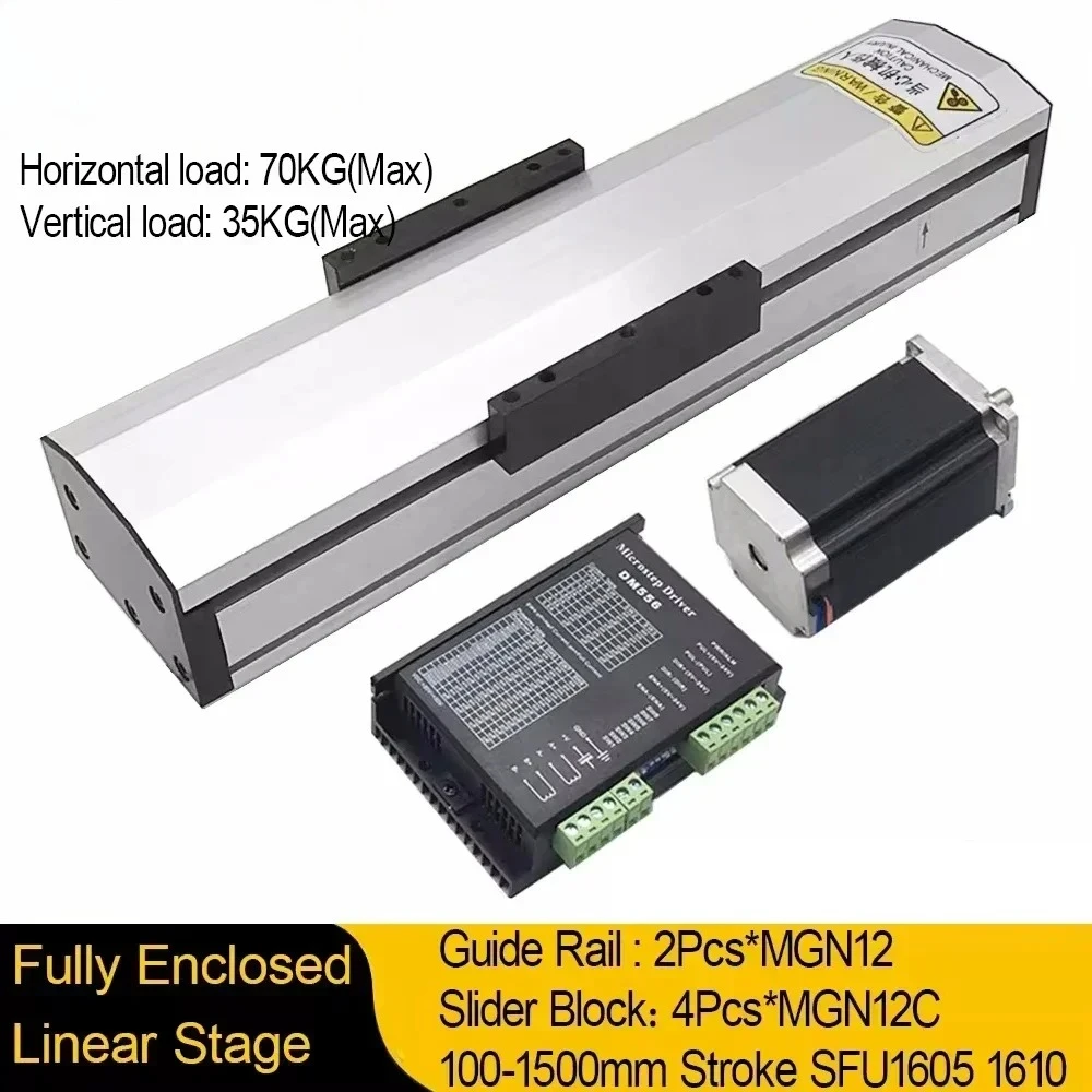 Dust Cover 90mm Width 100-1500mm Stroke SFU1605 1610 For Nema 23 Stepper Motor Fully Enclosed Linear Rail Guide Slide Stage