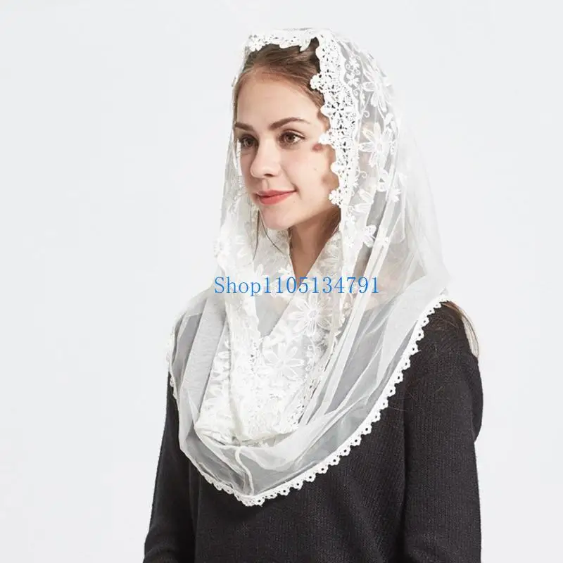 

98km Delicate Lace Kerchiefs Teens Girl Hot Day Spring Hair Scarf Sheer Hairband for Women Photo Hair Kerchiefs