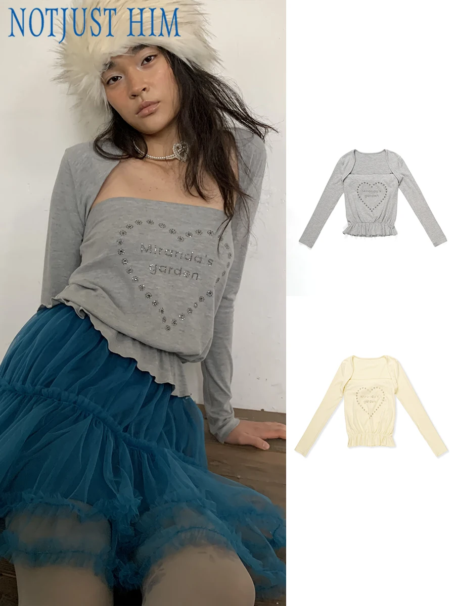 

Комплект Monica's Thoughts: блестящий топ без бретелек из смесового хлопка с длинными рукавами и брюки — модный женский комплект из двух предметов