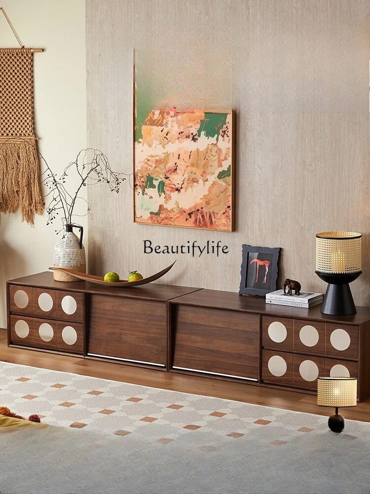 

Light sandalwood antique TV storage locker Floor-to-ceiling TV cabinet