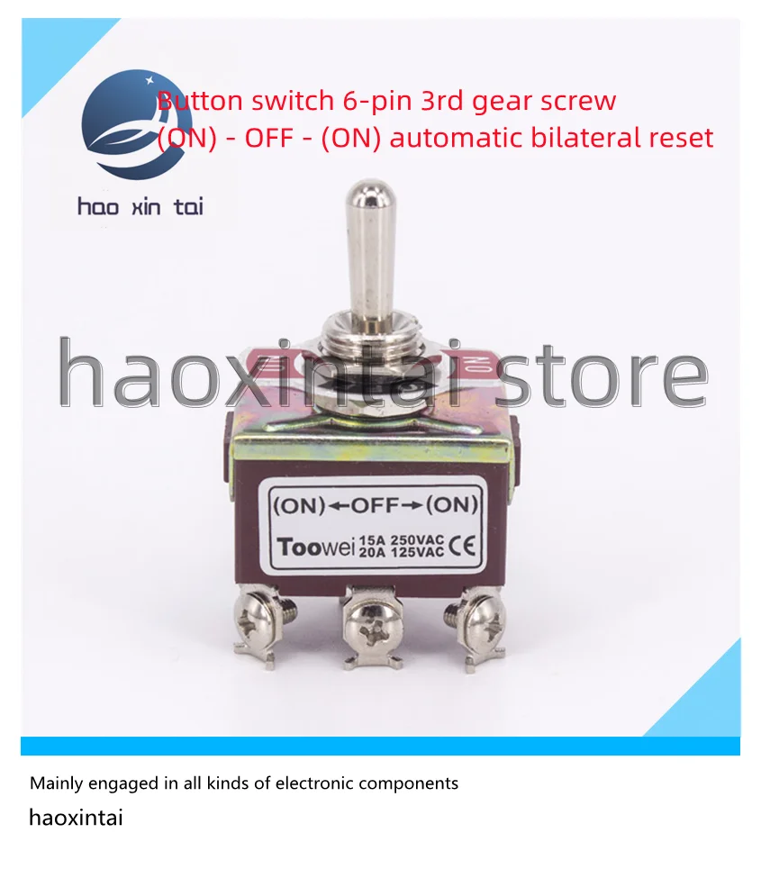 2PCS Button switch 6-pin 3rd gear screw (ON) - OFF - (ON) automatic bilateral reset