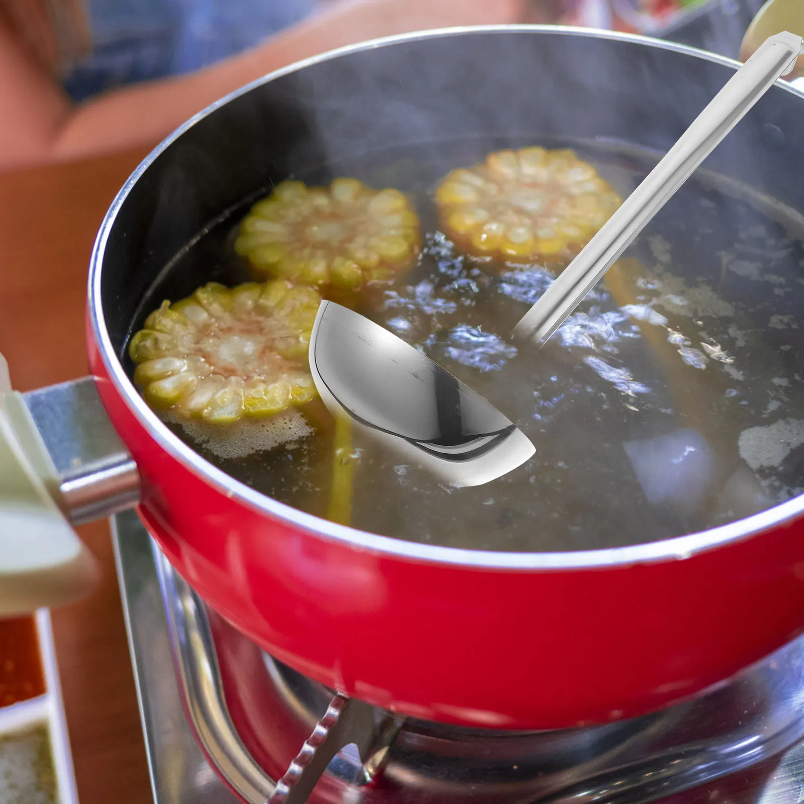 

13Cm Stainless Steel Soup Ladle Long Handle Hanging Hook For Serving Sauces Soups Chili Gravy Stews Kitchen Cooking Utensil Pcs