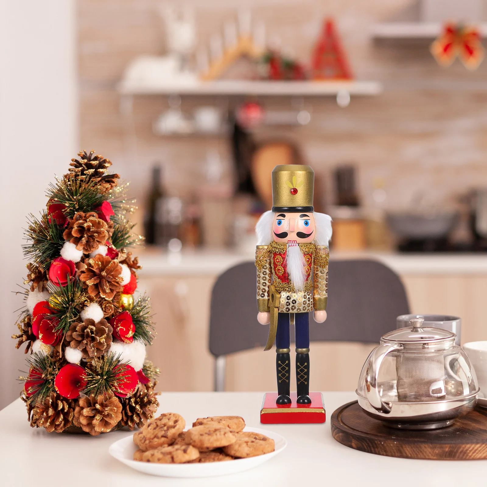 

25Cm Nutcracker Soldier Wood Craft - Festive Christmas Table Centerpiece Mantel Shelf Decor Holiday Display Figure