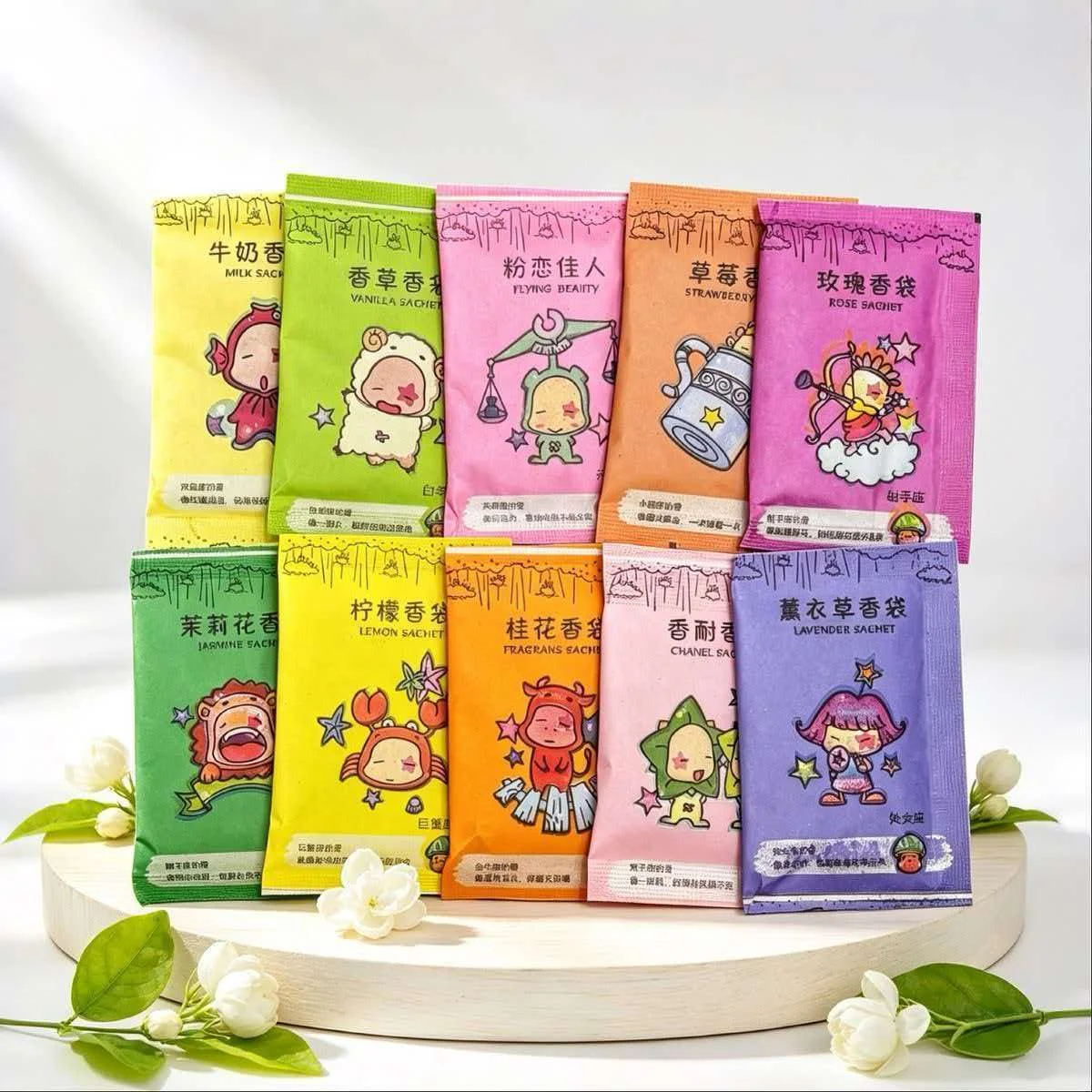 200Pcs 12 Constellation Scented Sachets for Shoes and Clothes, Deodorizing and Odor Removal for Wardrobes, Home Use, Portable, Anti-Mold, Anti-Insect, Long-Lasting Fragrance Sachet Bags