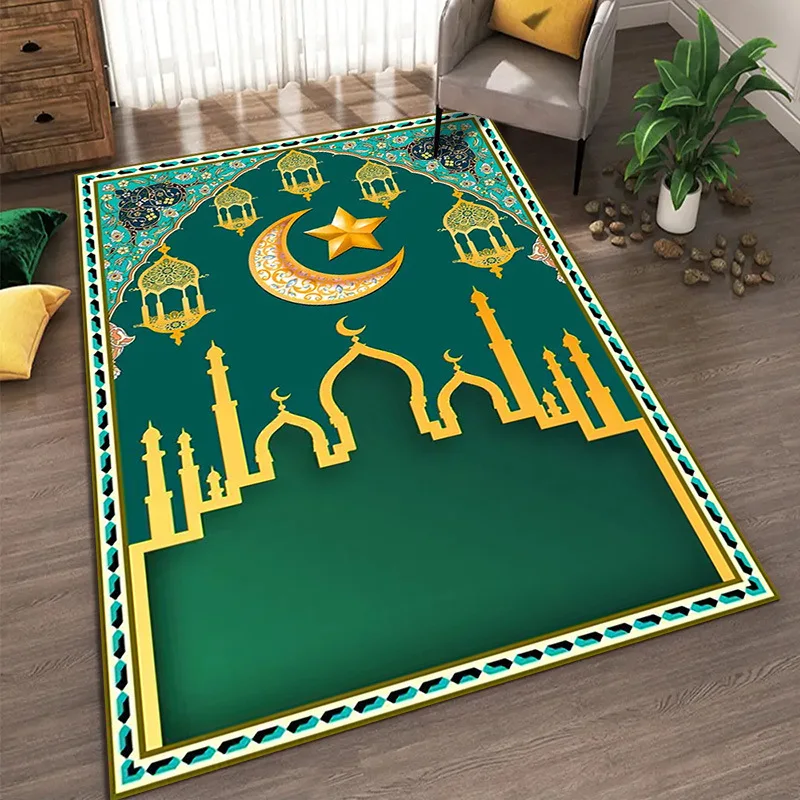 Islamic worship carpet, gold velvet, velvet, for living room, bedroom floor mat