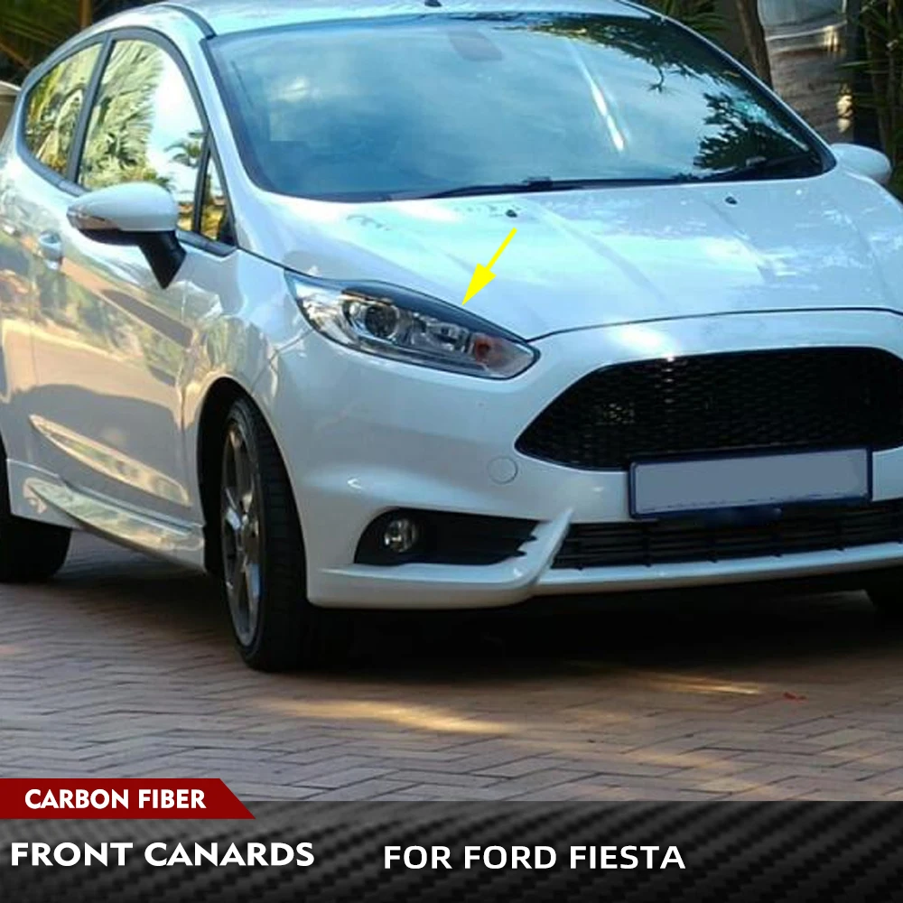 

For Ford Fiesta 2010-2015 Racing Body Kits Real Carbon Fiber Pair Car Front Headlight Cover Sticker Head Lamp Eyebrow Covers