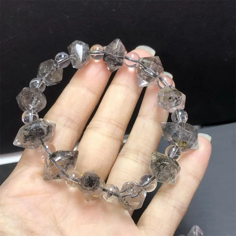 

15-18MM Natural Herkimer Diamond Quartz Freeform Bead Bracelet Healing Reiki Man Woman Fengshui Jewelry Birthday Gift 1PCS