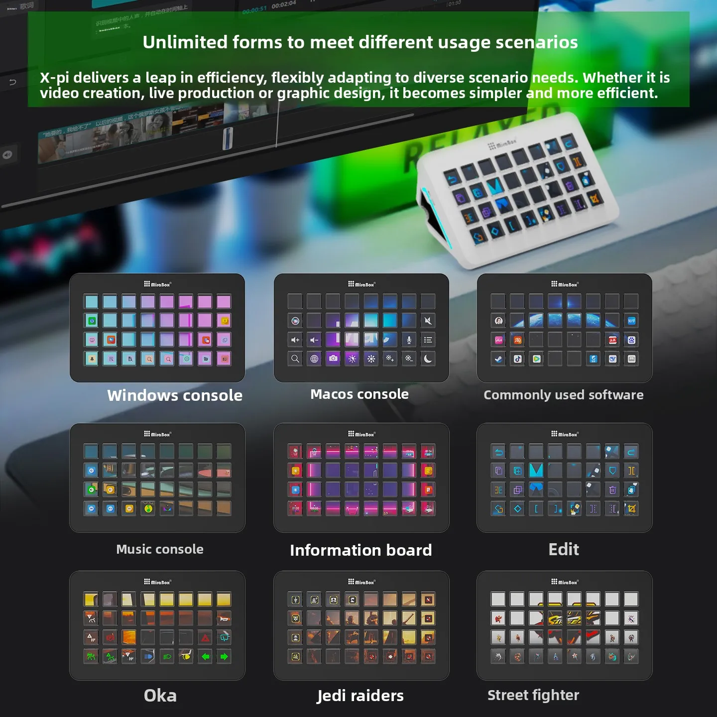 Mirabox XL Consola visual de 32 teclas Teclado macro Programable StreamDeck Control central en vivo para accesorios de jugadores de PC