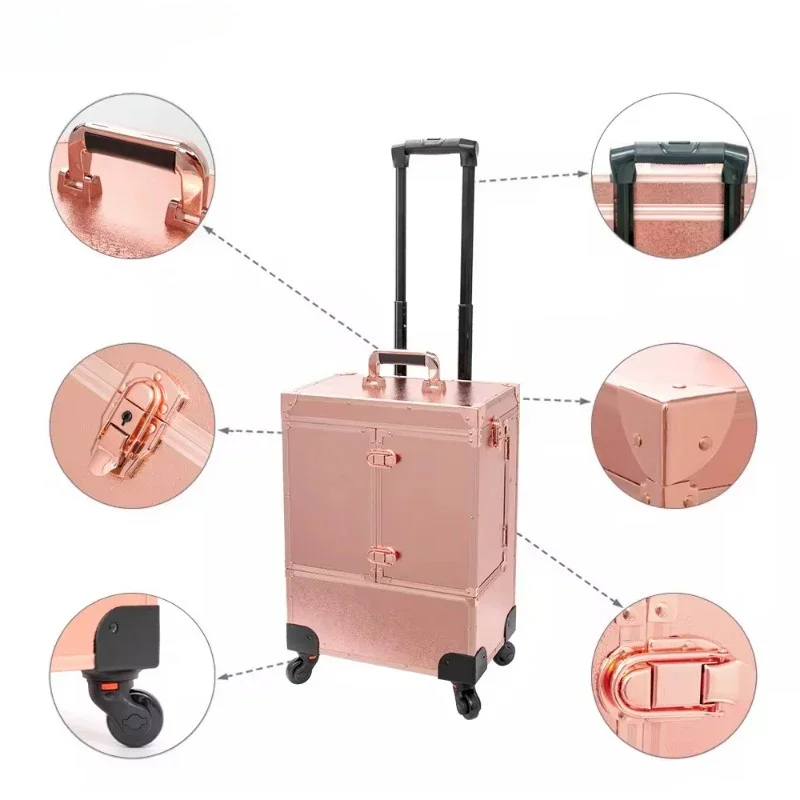 customized nail table rose gold rolling nails table salon manicure desk aluminum trolley nail technician table