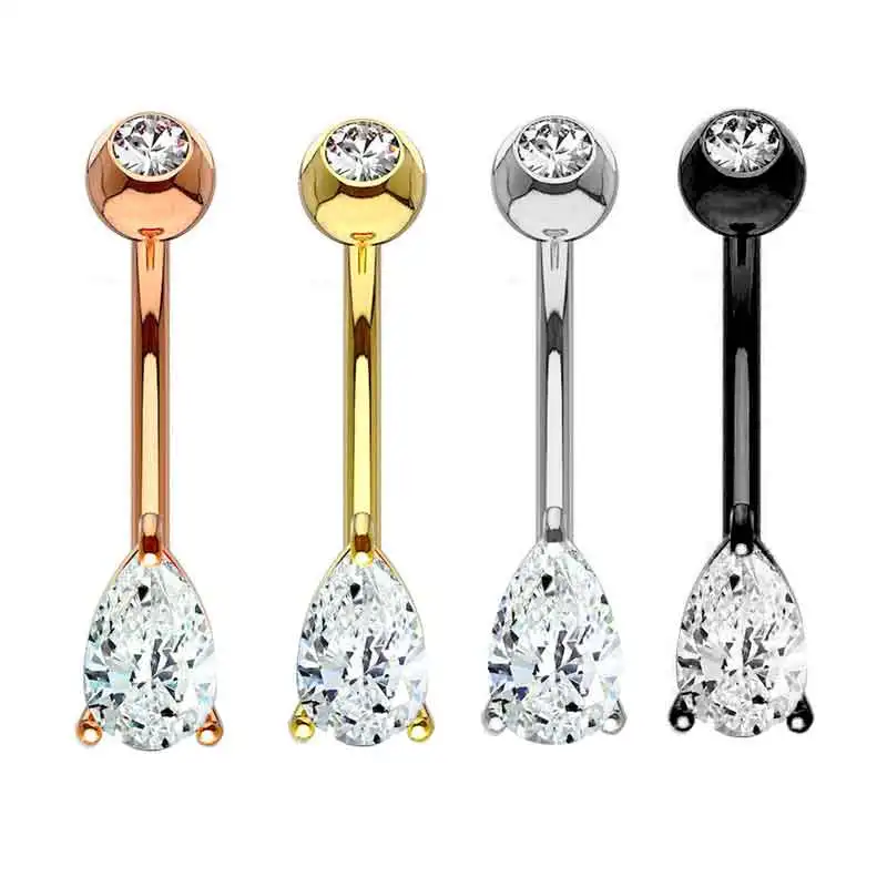 Stainless Steel Crystal Zircon Belly Button Rings Piercing Women Navel Fashion Body Jewelries drop zircon belly navel bar