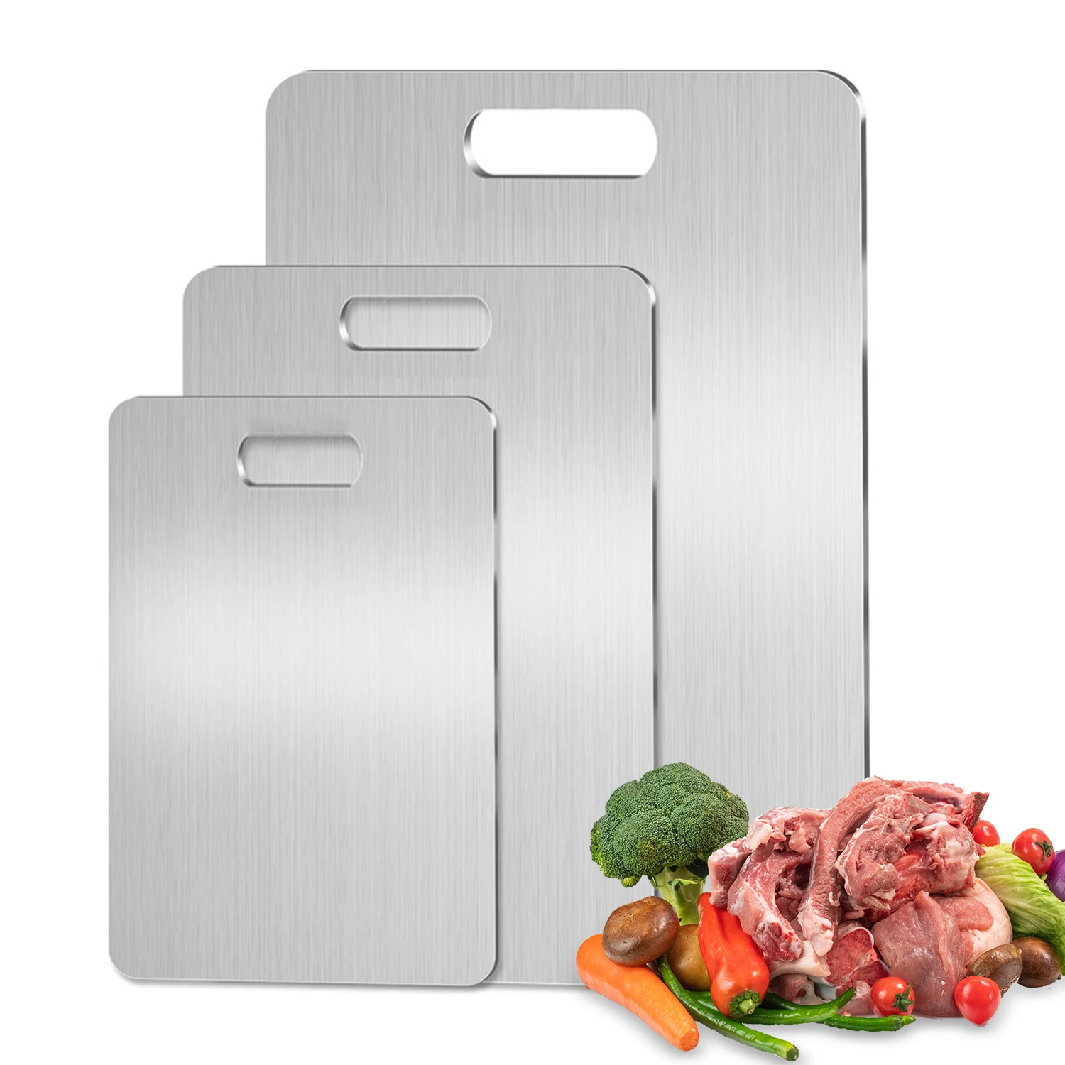 

3pcs stainless steel cutting boards, multi size cutting boards, classified for cutting fruits and meats