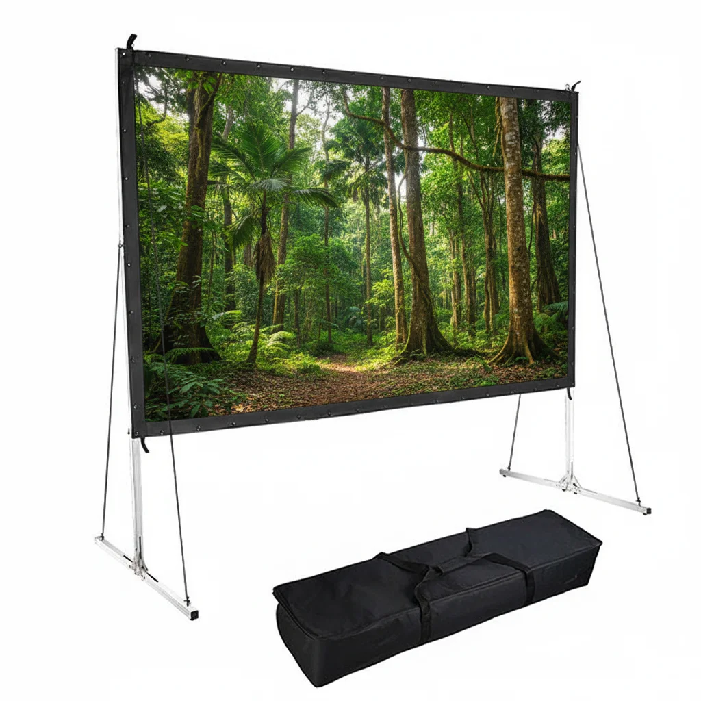 100 Inch 16:9 Fast Folding Portable Outdoor Projection Screen With Stand 4K Ultra HD For Movie Cinema Use